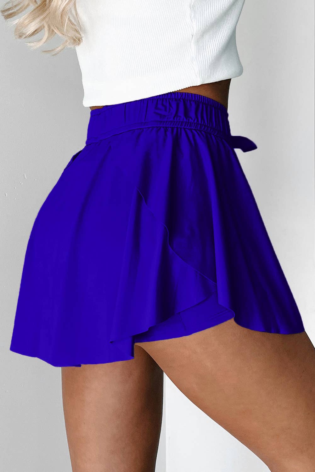 High Waist Drawstring Lined Sports Skorts | S-XL