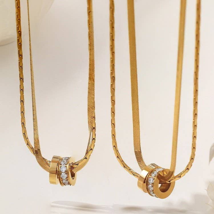 18K STAINLESS STEEL TARNISH FREE LAYERED NECKLACE | 40NK9645