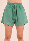 Green Mineral Wash Baggy Shorts