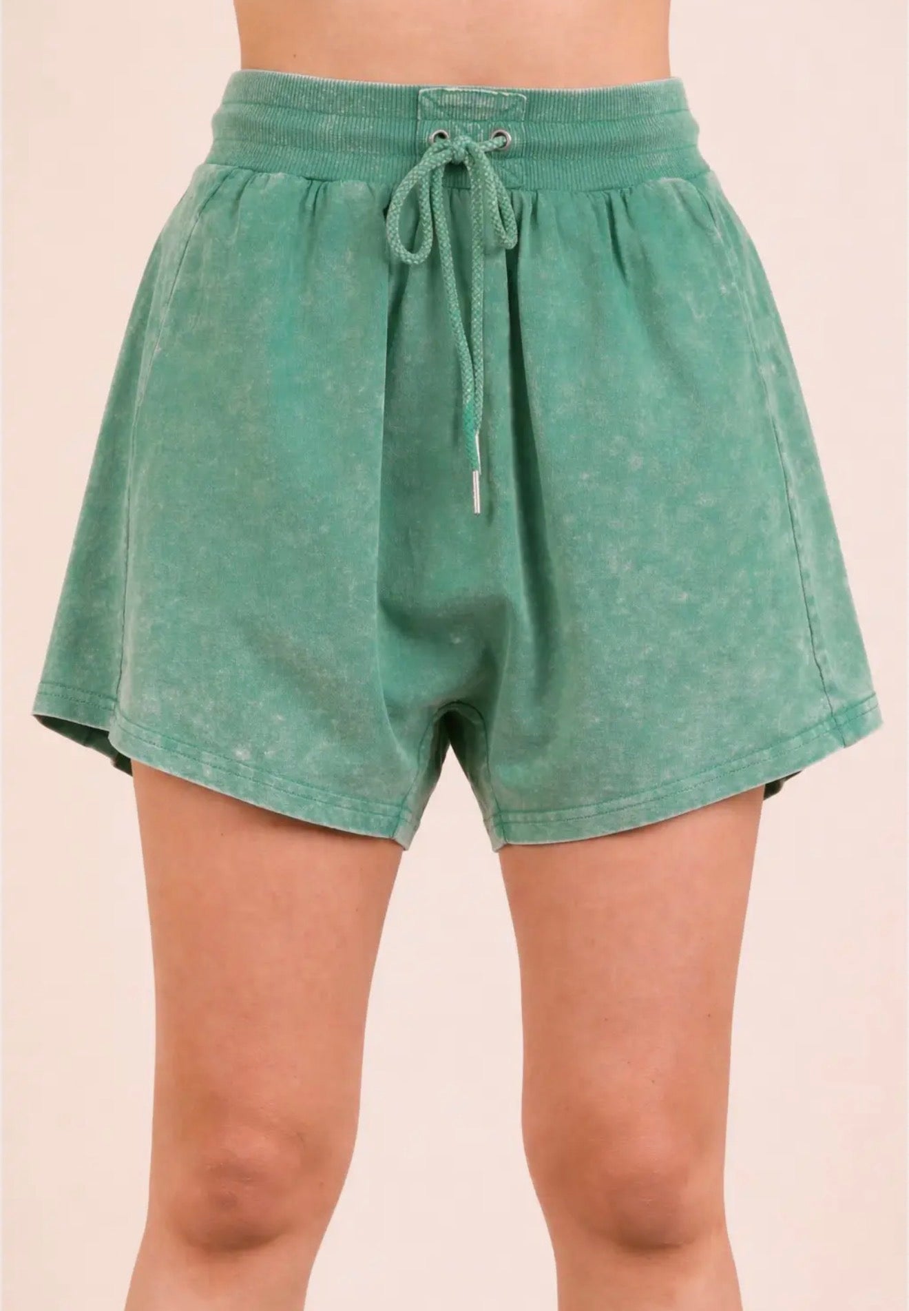Green Mineral Wash Baggy Shorts