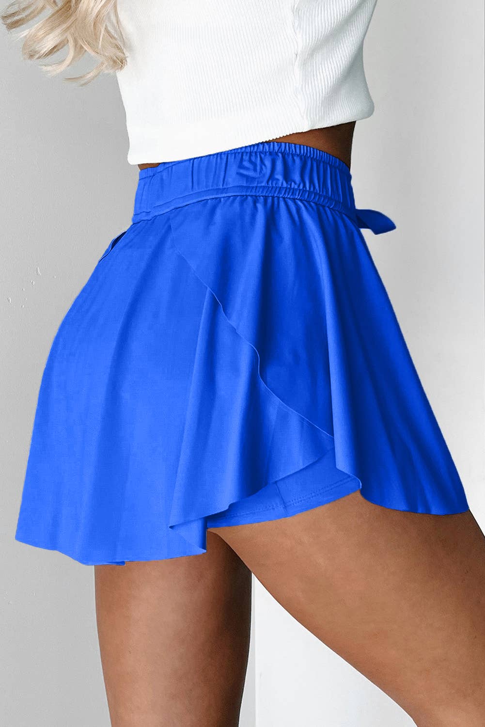 High Waist Drawstring Lined Sports Skorts | S-XL