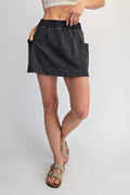 MINERAL WASHED SIDE POCKET SKORT