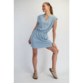 MINERAL WASHED COTTON SLEEVELESS MINI DRESS - slate blue