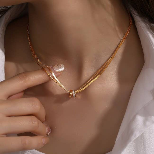 18K STAINLESS STEEL TARNISH FREE LAYERED NECKLACE | 40NK9645