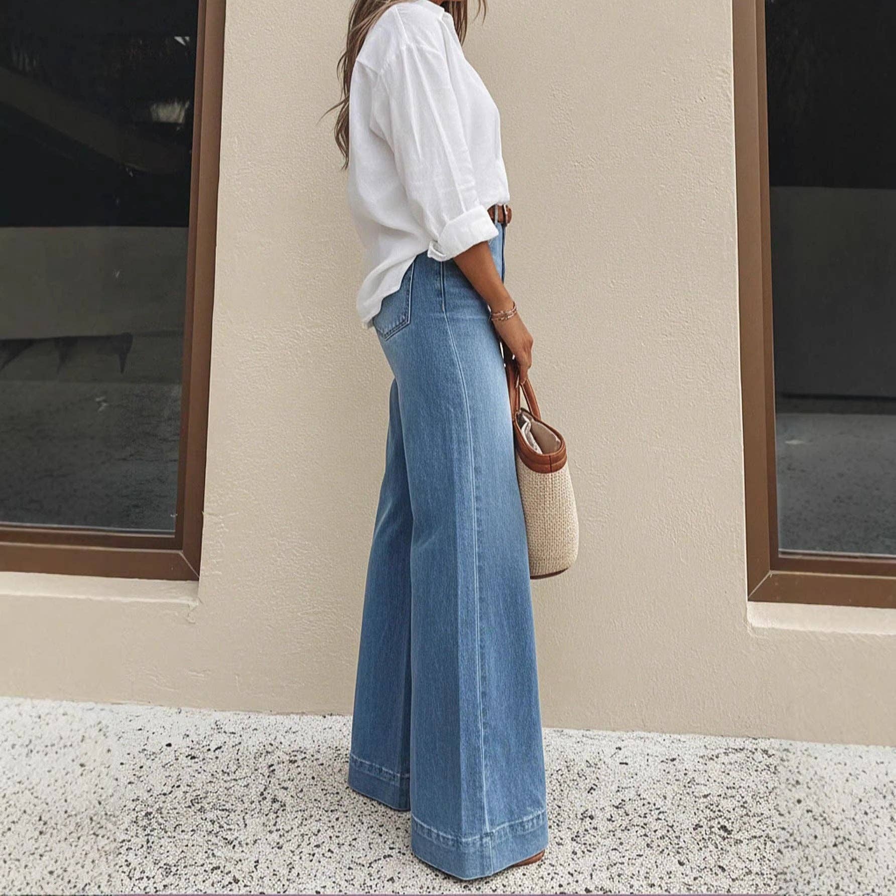 *PREORDER* Denim Wide Leg Jeans High Rise Relaxed Fit