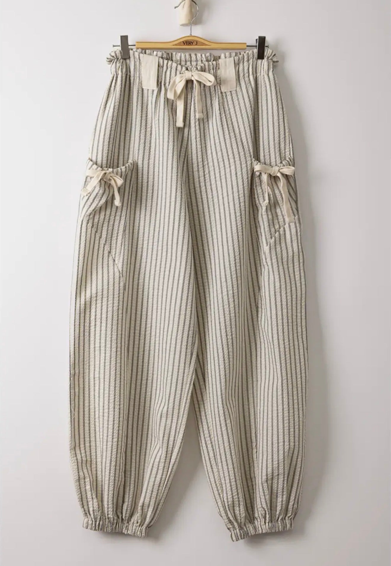 Bow Striped Woven Pants
