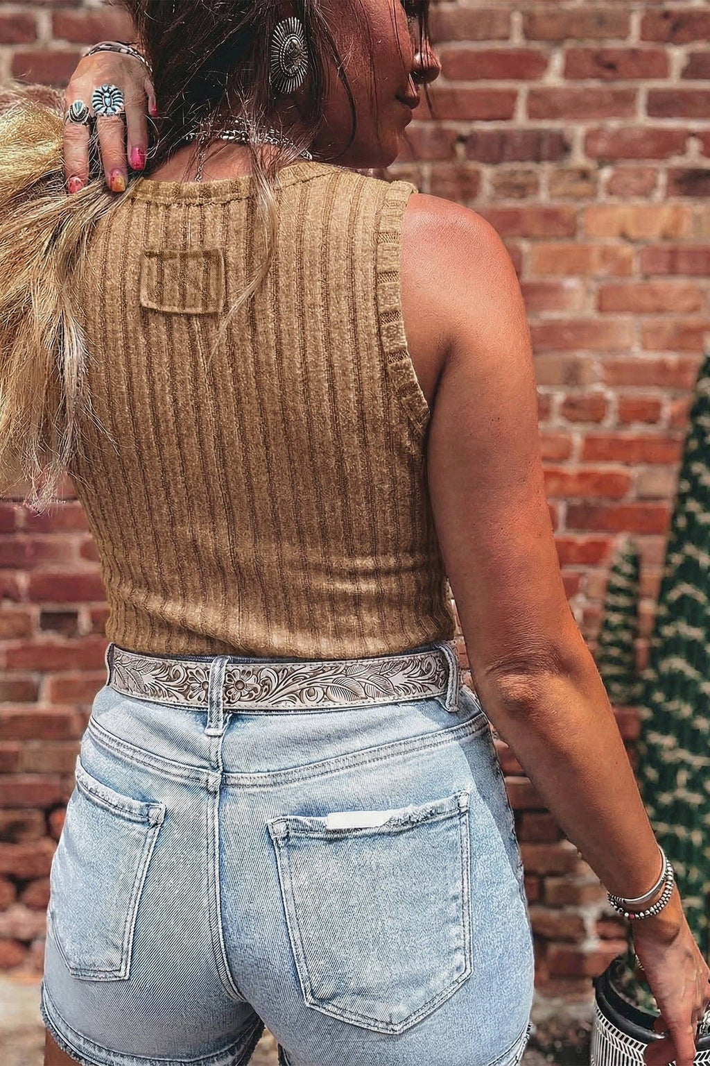 Slim Ribbed Mineral Wash Tank Top