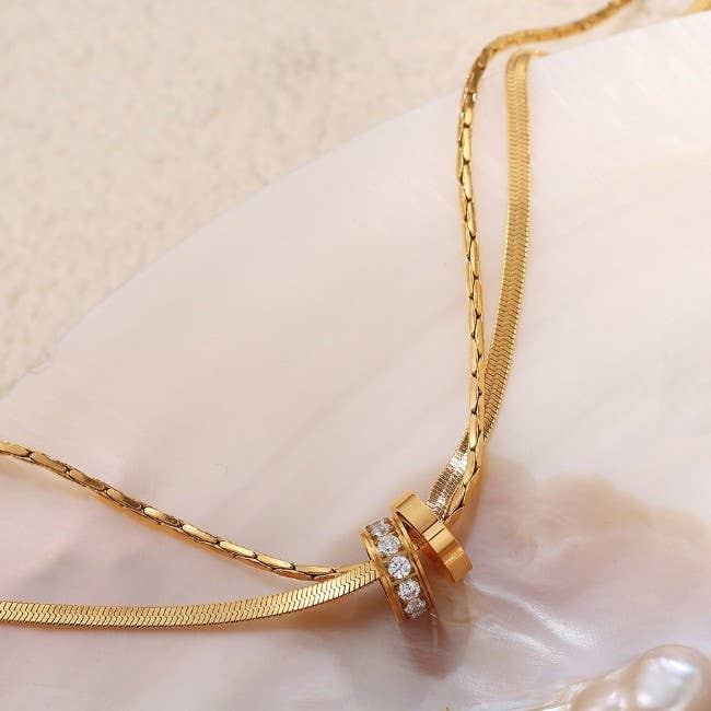 18K STAINLESS STEEL TARNISH FREE LAYERED NECKLACE | 40NK9645