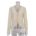Solid Color Wrinkle Casual Lace Shirt