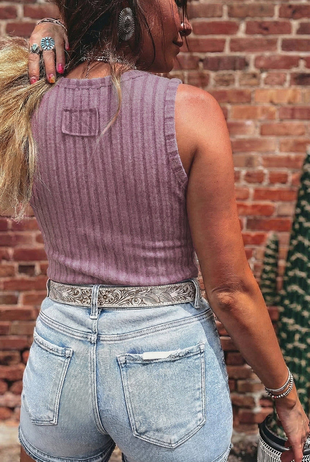 Slim Ribbed Mineral Wash Tank Top