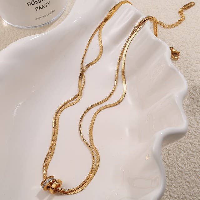 18K STAINLESS STEEL TARNISH FREE LAYERED NECKLACE | 40NK9645