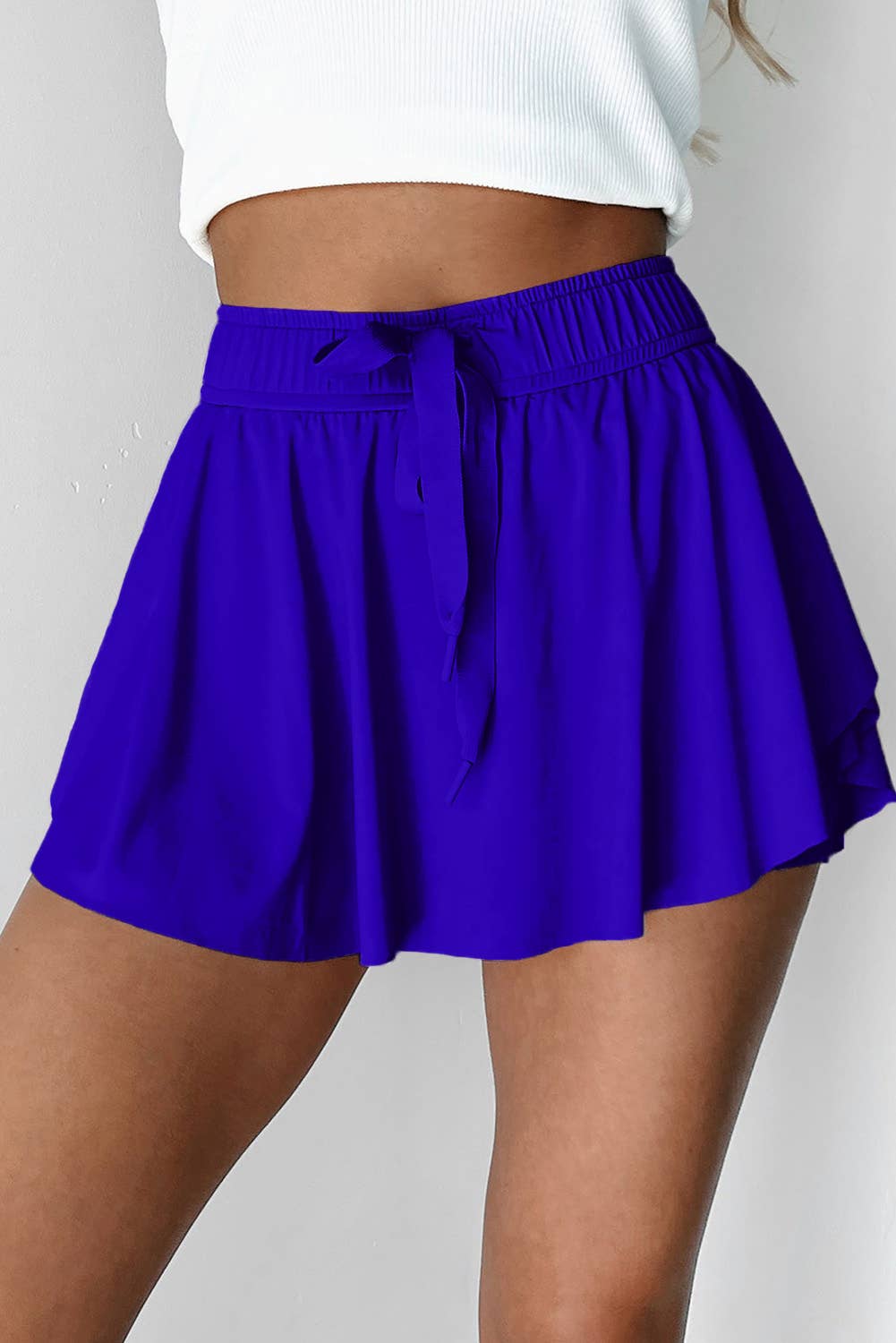 High Waist Drawstring Lined Sports Skorts | S-XL