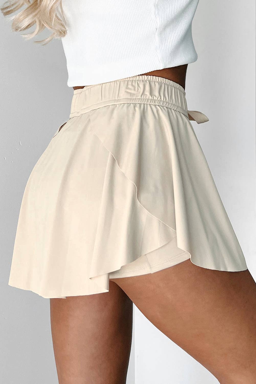 High Waist Drawstring Lined Sports Skorts | S-XL