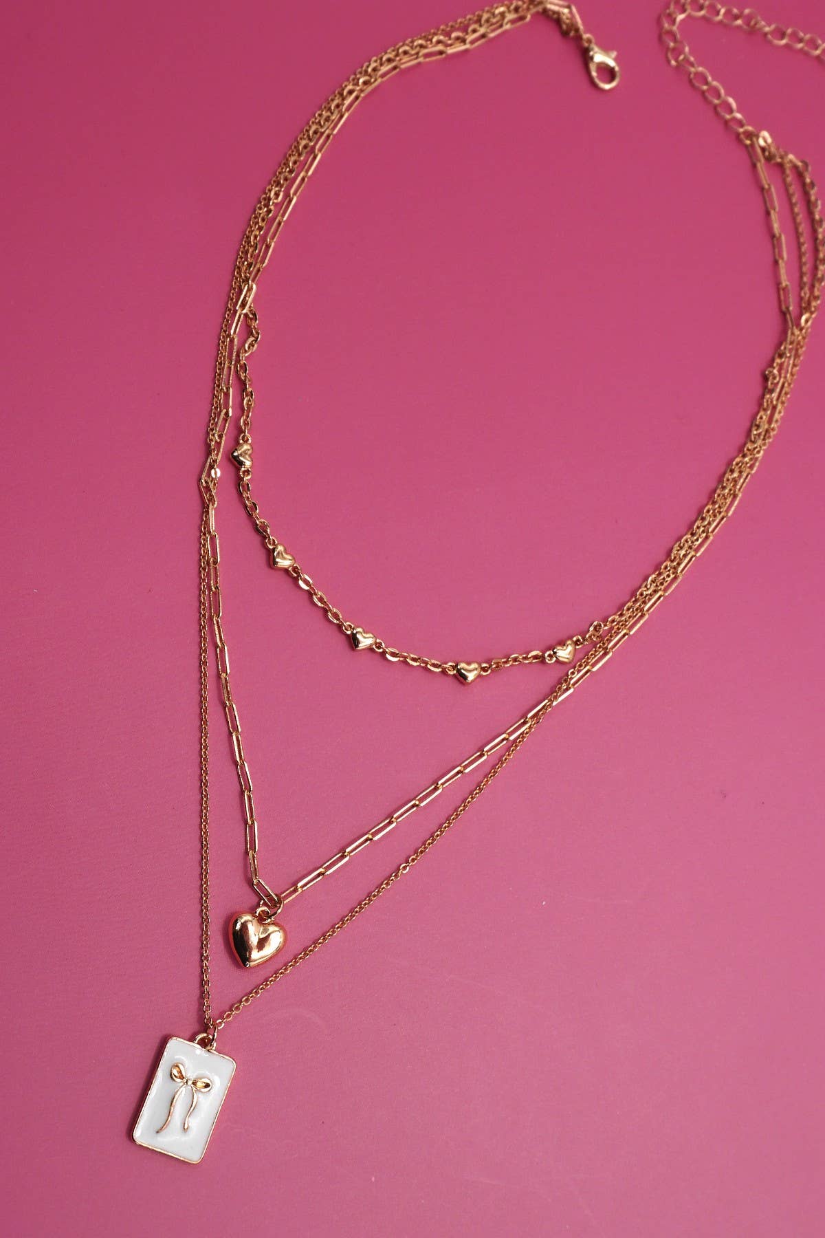 SQUARE BOW EPOXY CHARM LAYERED NECKLACE | 80N91936