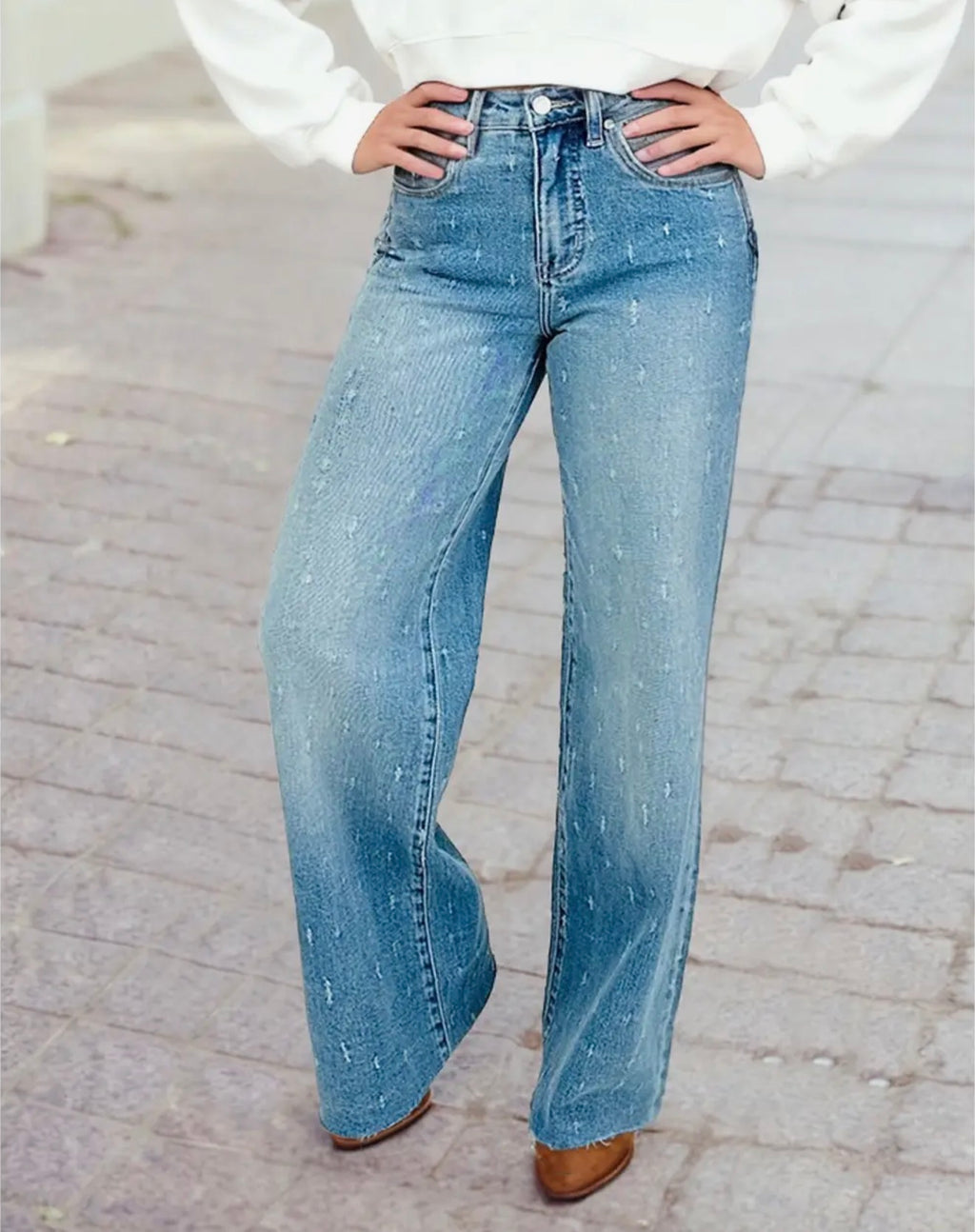 Distressed Detail Tummy Control Raw
Hem Jeans