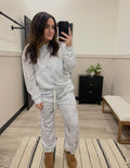 Leafy Hoodie/Pant Set: Light Grey