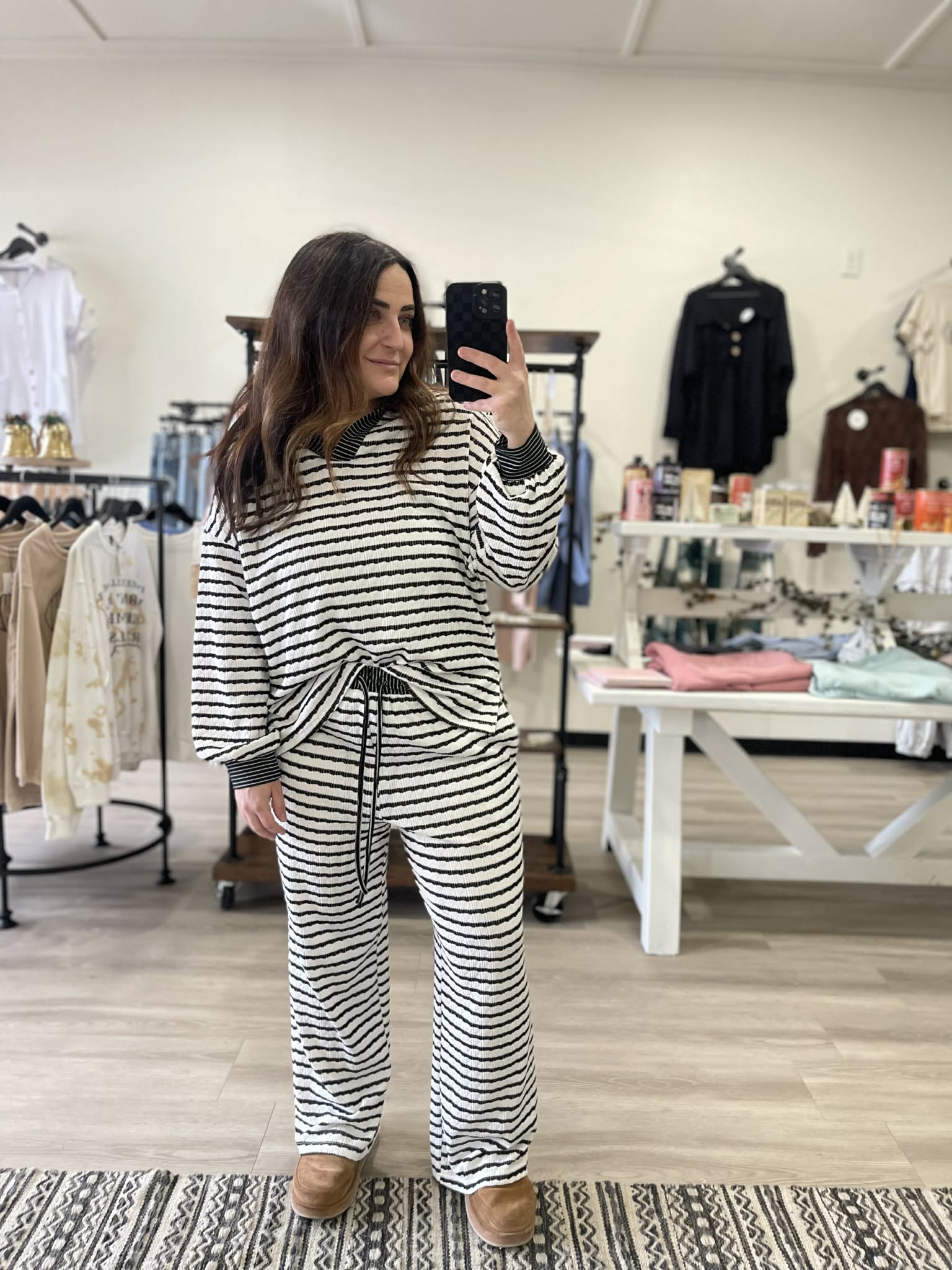 Pullover Top and Pant Set: Black