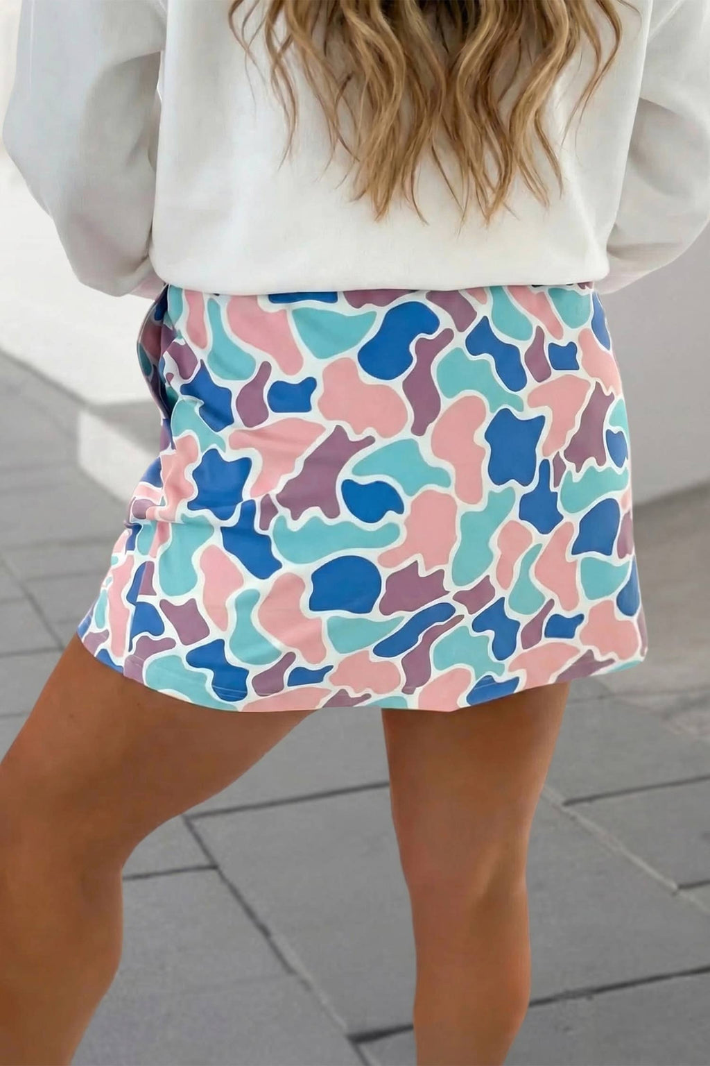 Abstract Print Drawstring skort