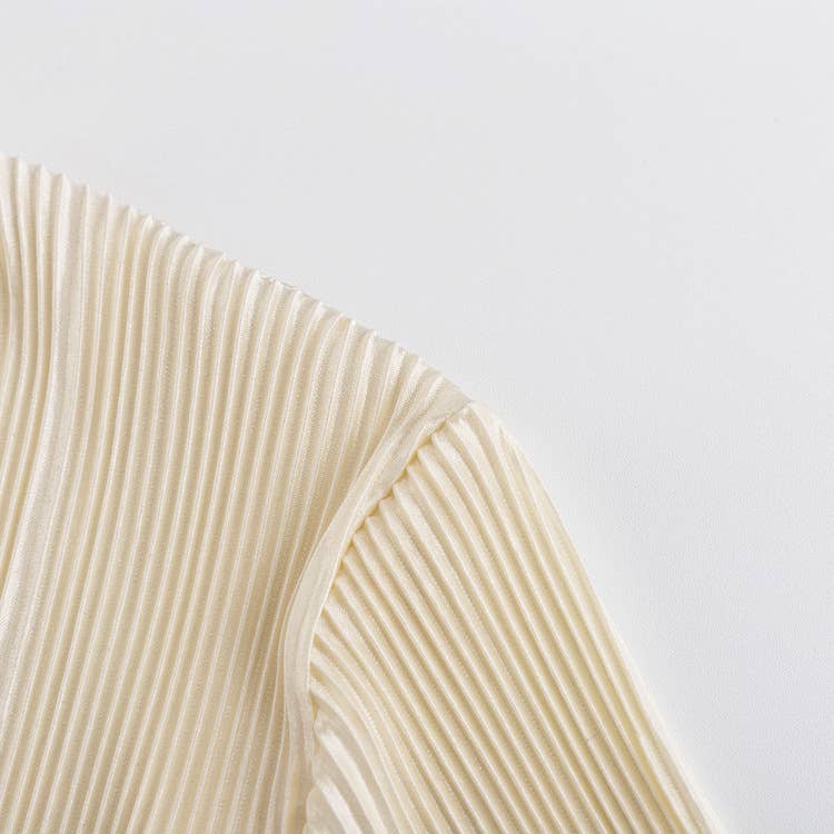 Solid Color Wrinkle Casual Lace Shirt